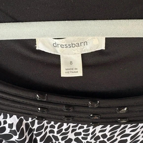 Dress-Barn Black and White Sleeveless Patterned Maxi Dress Size 8 - Picture 2 of 9